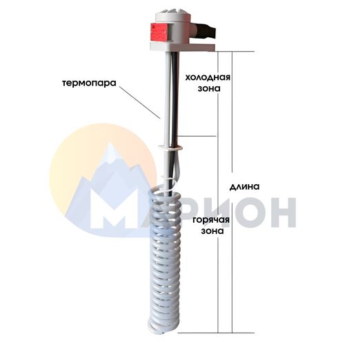 ТЭН фторопластовый, PTFE оболочка, модель HX, 4000Вт, 220В, 735мм